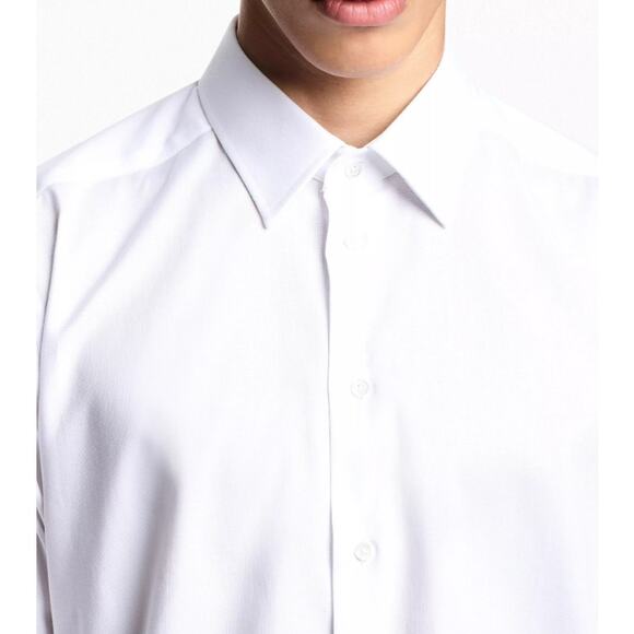 EMPORIO ARMANI Men's Cotton Textured Dress Shirt XXL White Timeless Elegance - Picture 2 of 10